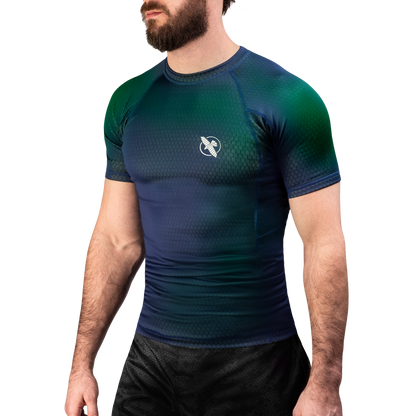 Rashguard Manga Corta para Hombre Hayabusa Fusion (Azul / Verde) (Disponible por Encargo)