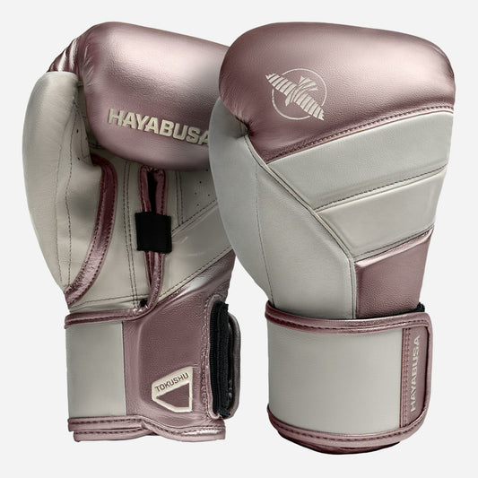 Guantes de Box Hayabusa T3 (Blanco / Rosado Metálico) (Disponible por Encargo)