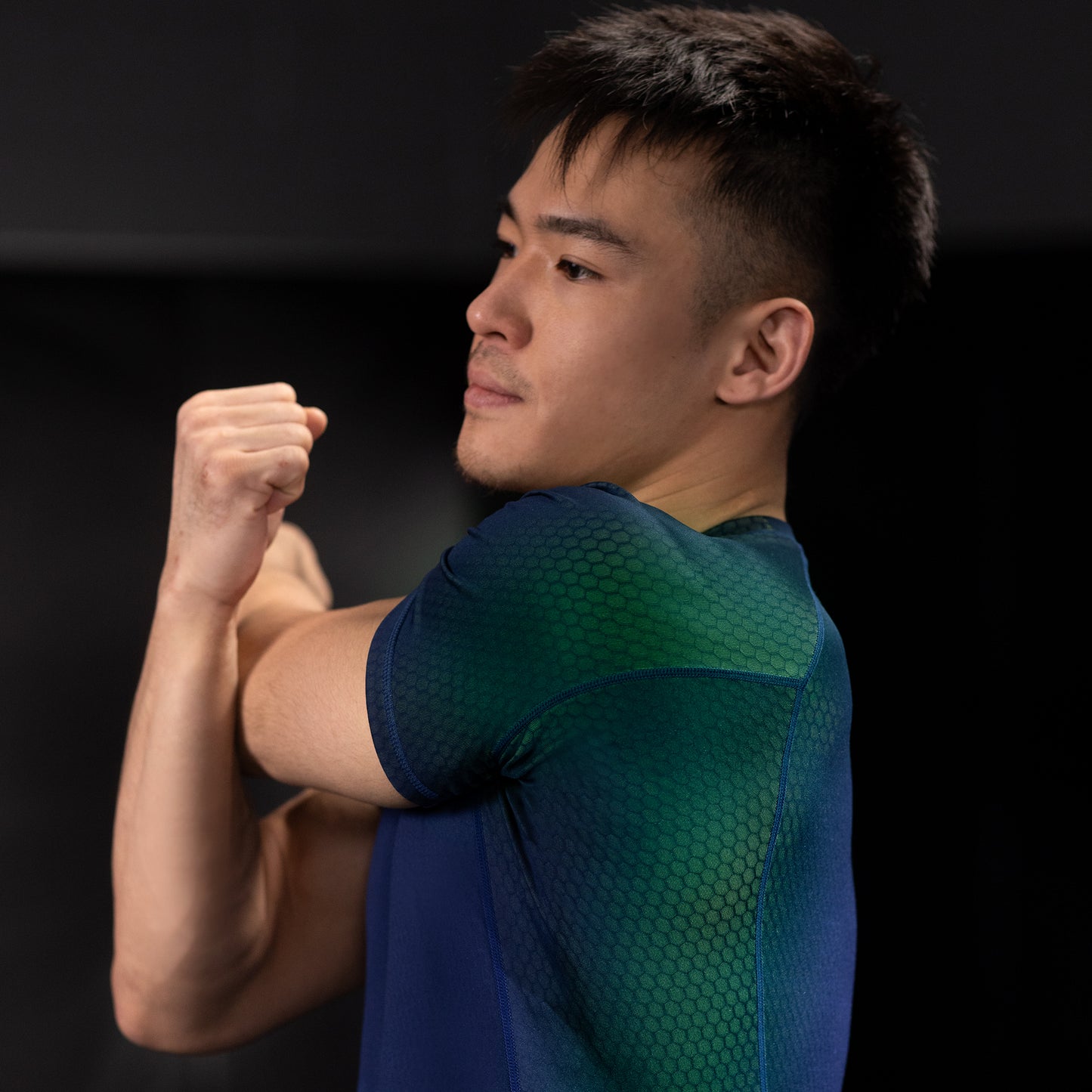 Rashguard Manga Corta para Hombre Hayabusa Fusion (Azul / Verde) (Disponible por Encargo)