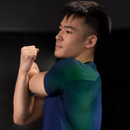 Rashguard Manga Corta para Hombre Hayabusa Fusion (Azul / Verde) (Disponible por Encargo)