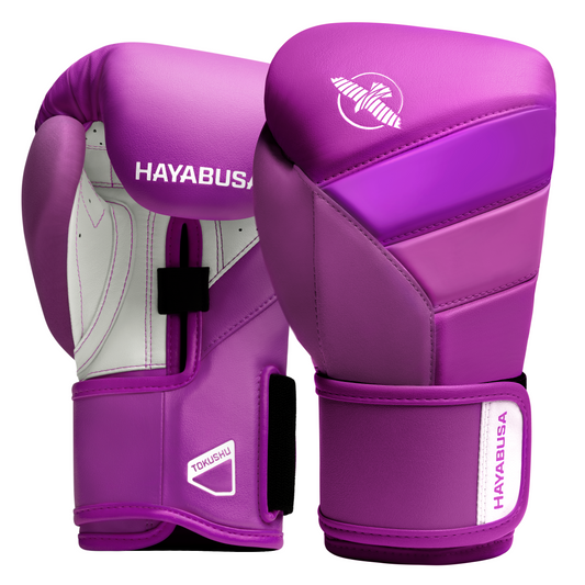 Guantes de Box Hayabusa T3 Neón (Morado / Blanco) (Disponible por Encargo)