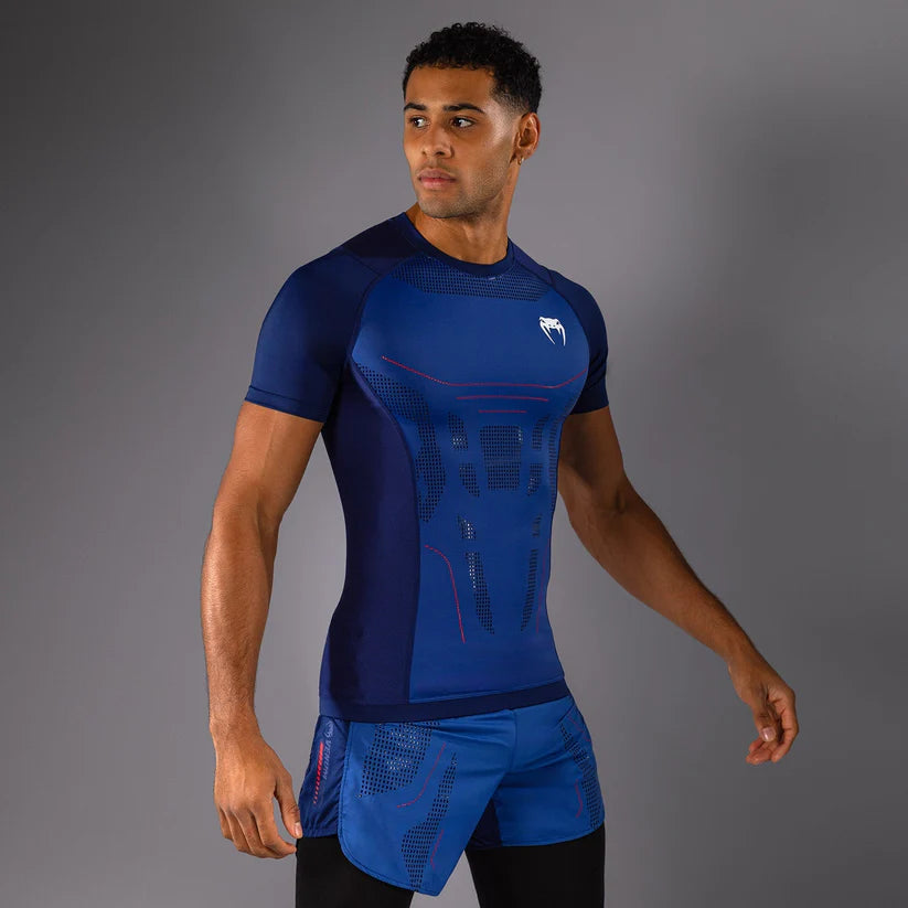 Rashguard Manga Corta para Hombre Venum Technical 3.0 (Azul Nocturno) (Disponible en Costa Rica)